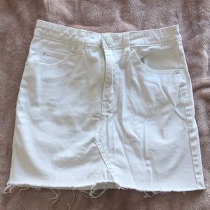 white high rise mini skirt